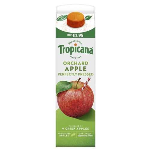 TROPICANA ORCHARD APPLE FRUIT JUICE PMP £2.95 850ML
