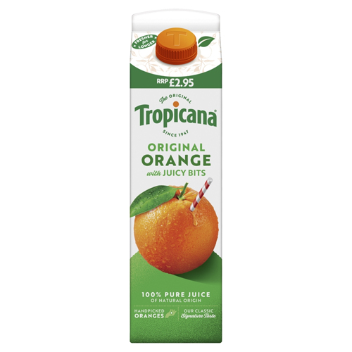 TROPICANA ORIGINAL ORANGE WITH BITS FRUIT JUICE PMP £2.95 850ML