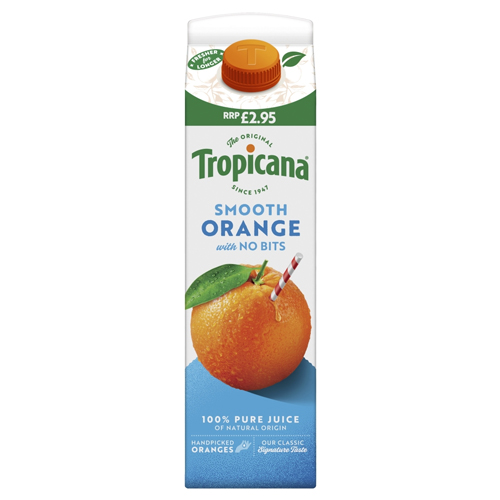 TROPICANA PURE SMOOTH ORANGE FRUIT JUICE PMP £2.95 850ML