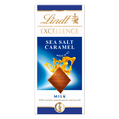 LINDT EXCELLENCE MILK SEA SALT CARAMEL CHOCOLATE BAR 100G