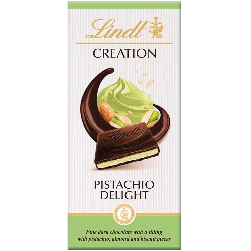 LINDT CREATION DARK PISTACHIO CHOCOLATE BAR 150G