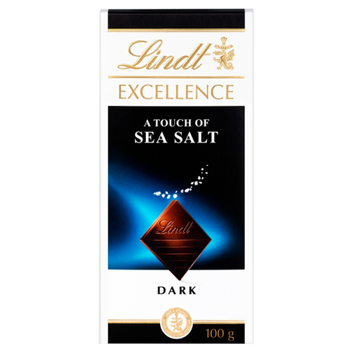 LINDT EXCELLENCE DARK SEA SALT CHOCOLATE BAR 100G