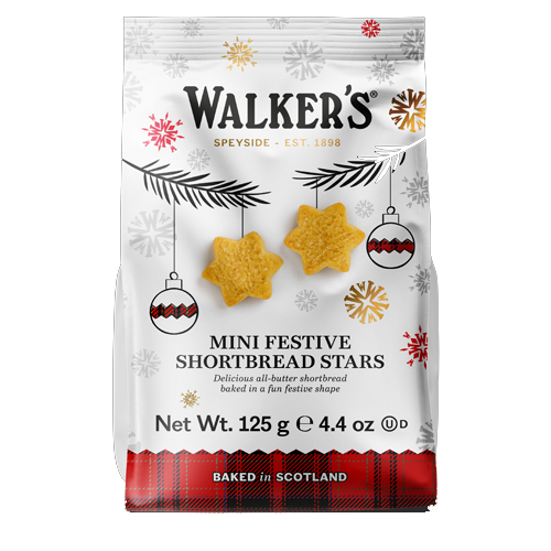 WALKERS MINI FESTIVE SHORTBREAD STARS 125G