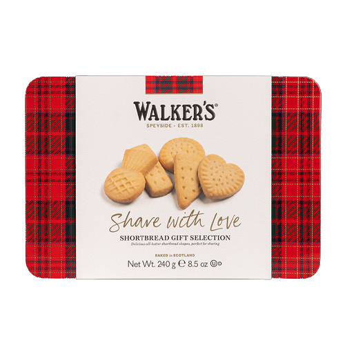 WALKERS ASSORTED SHORTBREAD TIN 'SHARE WITH LOVE' 240G