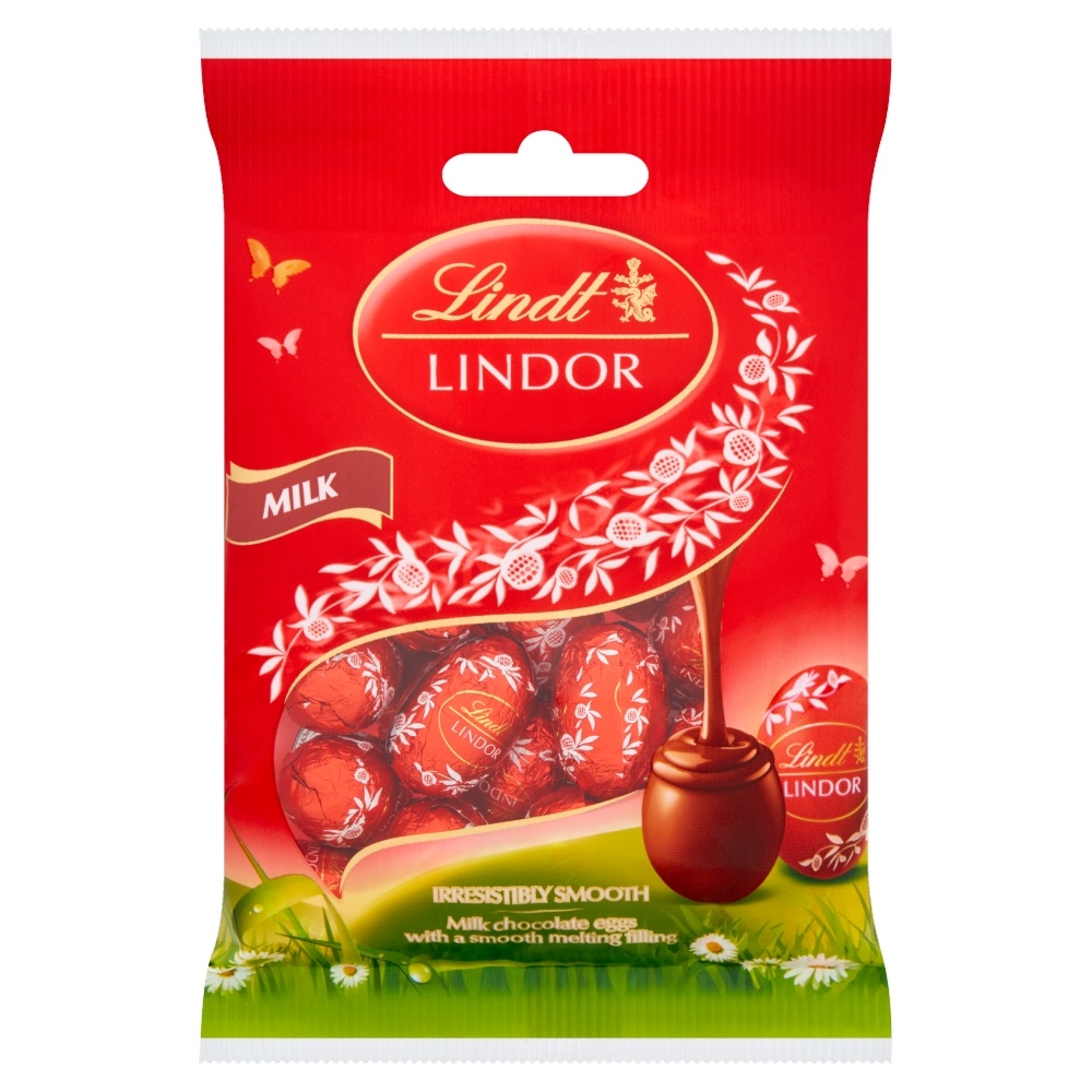 LINDT LINDOR MILK CHOCOLATE MINI EGGS WITH A SMOOTH MELTING FILLING 80G-EASTER