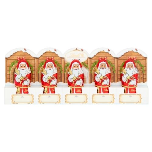 LINDT SANTA MILK CHOCOLATE PERFORATED 5 PACK 50G-XMAS