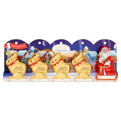 LINDT SANTA SLEIGH MILK CHOCOLATE PERFORATED 5 PACK 50G-XMAS