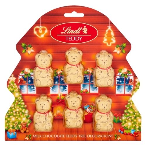 LINDT TEDDY BEAR MILK CHOCOLATE TREE DECORATIONS 60G-XMAS