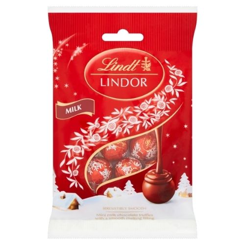 LINDT LINDOR CHRISTMAS MILK CHOCOLATE MINI TRUFFLES BAG 80G-XMAS