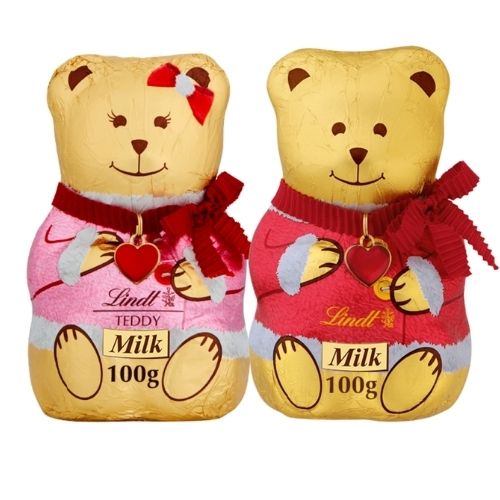 LINDT TEDDY MR & MRS BEAR MILK CHOCOLATE 100G-XMAS