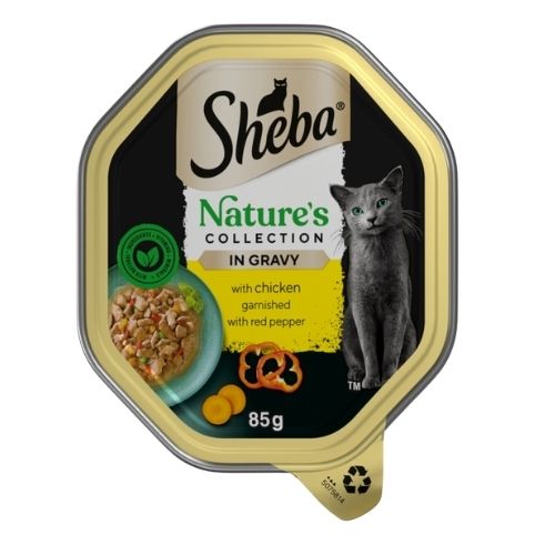 SHEBA NATURES COLLECTION CAT FOOD TRAY CHICKEN & RED PEPPER IN GRAVY 85G