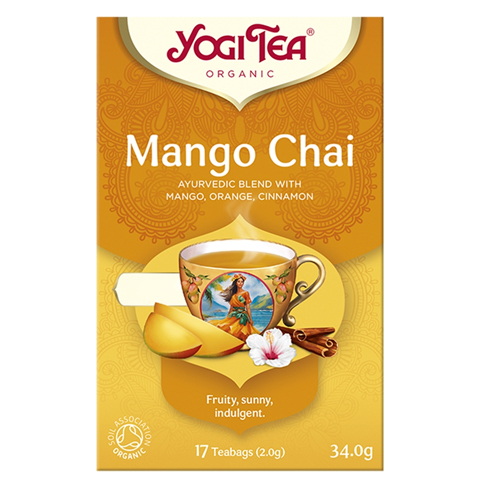 YOGI TEA ORGANIC MANGO CHAI, AURVEDIC BLEND WITH MANGO, ORANGE & CINNAMON 17S