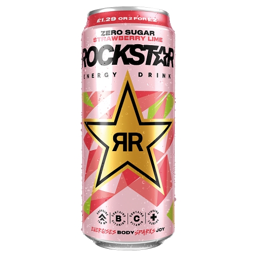 ROCKSTAR REFRESH STRAWBERRY &LIME PMP £1.29 500ML