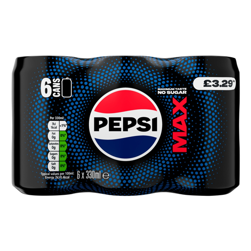 PEPSI MAX PMP £3.29 6PK CAN 330ML