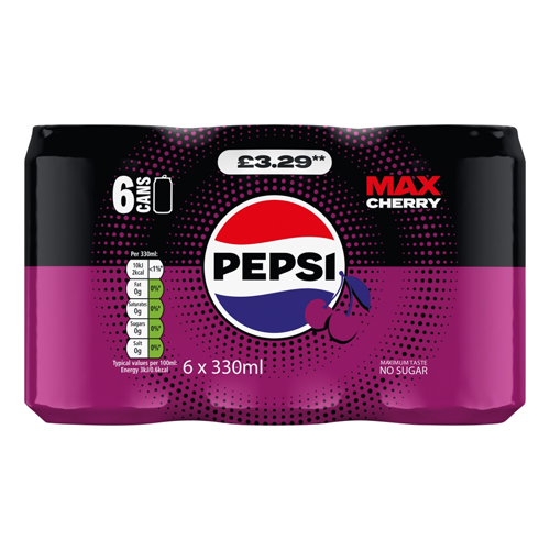 PEPSI MAX CHERRY PMP £3.29 6PK CAN 330ML