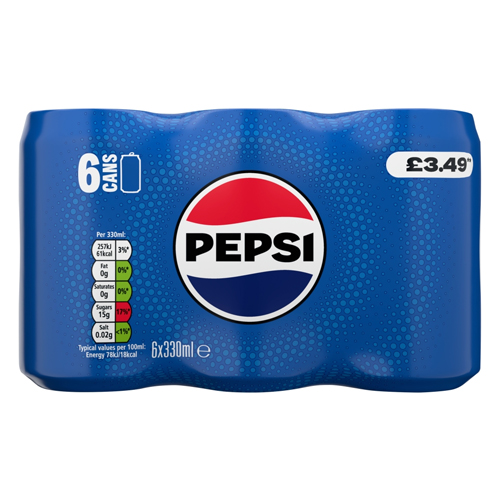 PEPSI REG PMP £3.49 6PK CAN 330ML