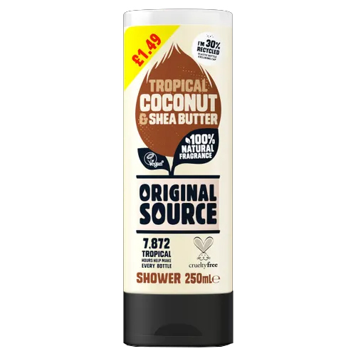 ORIGINAL SOURCE SHOWER GEL COCONUT PMP £1.49 250ML