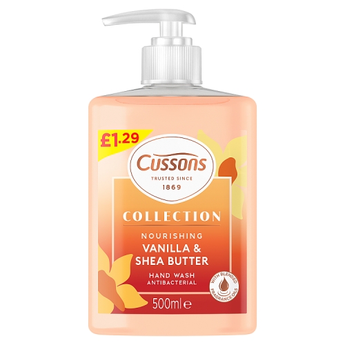 CUSSONS COLLECTION NOURISHING VANILLA & SHEA BUTTER HAND WASH PMP £1.29 500ML