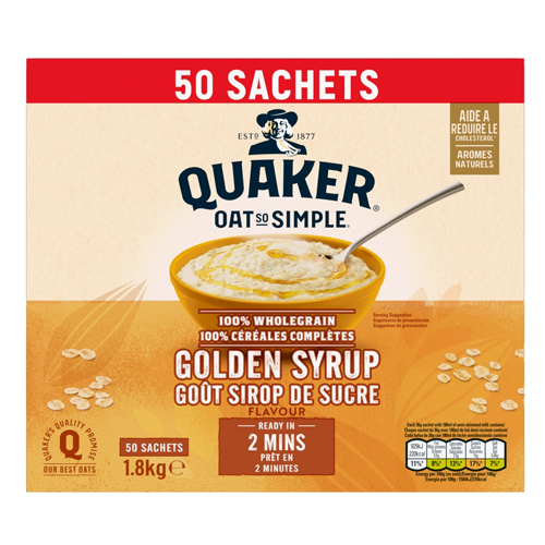 QUAKER OAT SO SIMPLE GOLDEN SYRUP PORRIDGE SACHETS 50X36G