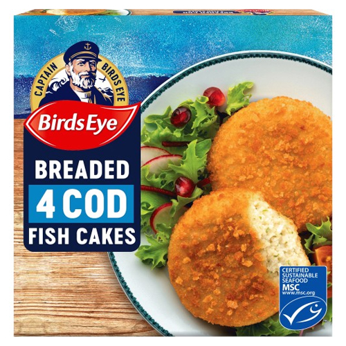 BIRDS EYE 4 BREADED COD FISH CAKES 198G
