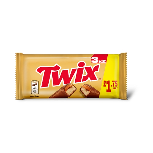 TWIX CARAMEL & MILK CHOCOLATE BARS 3PK PMP £1.75 120G
