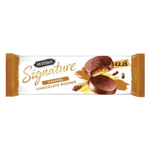 MCVITIE'S SIGNATURE CARAMEL CHOCOLATE ROUNDS PMP £2.25 109G
