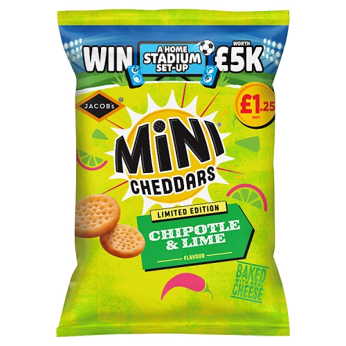 JACOB'S CHIPOTLE & LIME MINI CHEDDARS PMP £1.25 90G