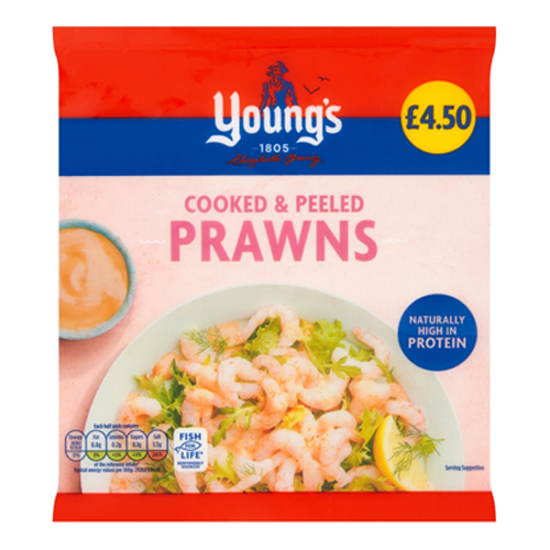 YOUNG'S COOKED & PEELED PRAWNS PMP £4.50 180G