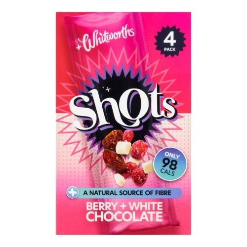 WHITWORTHS BERRY & WHITE CHOCOLATE SHOTS 4PK 25G