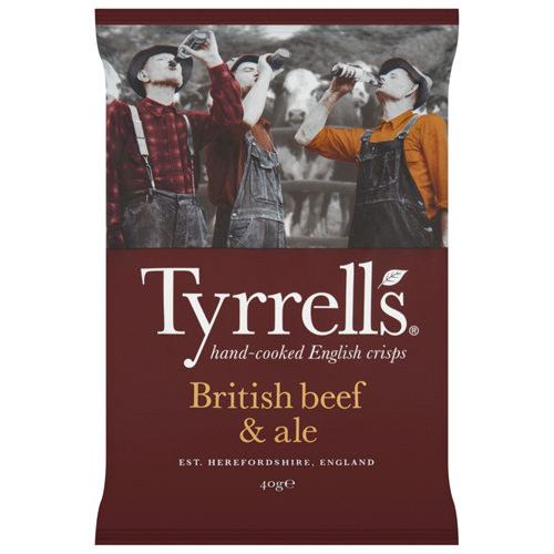 TYRRELLS BEEF & ALE CRISPS 40G