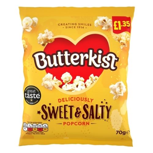 BUTTERKIST SWEET & SALTY POPCORN PMP £1.35 70G