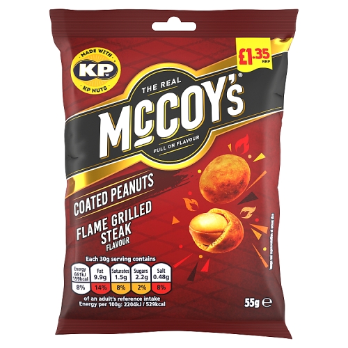 MCCOY'S COATED PEANUTS FLAME GRILLED STEAK PMP £1.35 55G