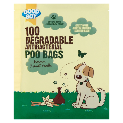 GOOD BOY DEGRADABLE ANTIBACTERIAL POO 100 BAGS 80G