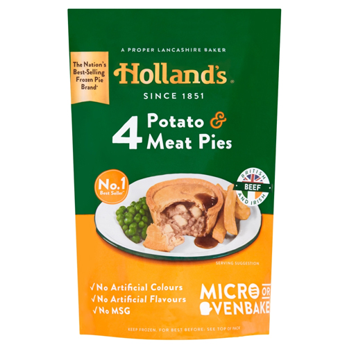 HOLLAND'S 4 POTATO & MEAT PIES 4PK