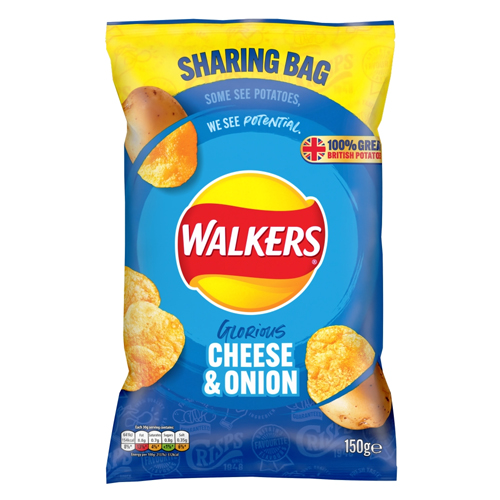WALKERS CHEESE & ONION SHARING CRISPS 150G