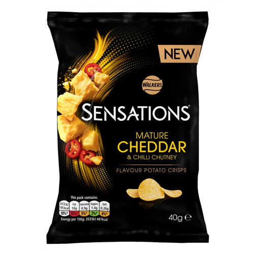 WALKERS SENSATIONS MATURE CHEDDAR CHEESE & CHILLI CRISPS 40G