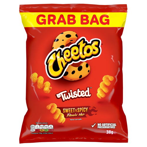 CHEETOS TWISTED SWEET & SPICY CRISPS GRAB BAG 38G