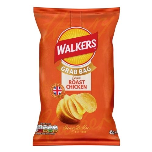 WALKERS ROAST CHICKEN CRISPS NO HIGH FATE SUGAR SALT 45G