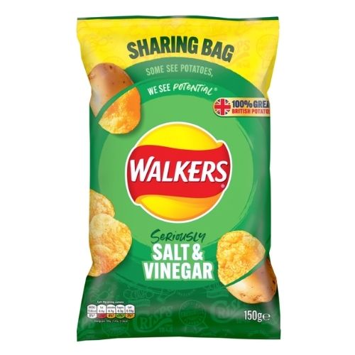 WALKERS SALT & VINEGAR CRISPS 150G