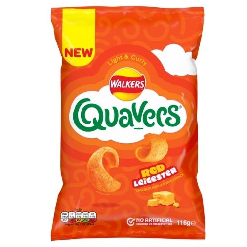 WALKERS QUAVERS RED LEICESTER CHEESE SHARING CRISPS 116G