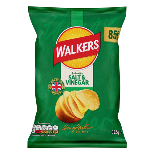 WALKERS SALT & VINEGER CRISPS PMP 85P 32.5G