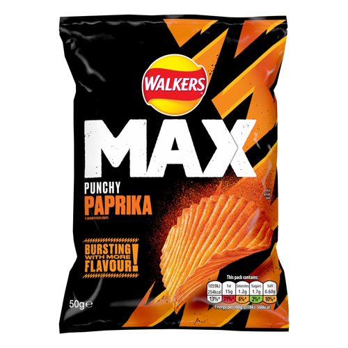 WALKERS MAX PUNCHY PAPRIKA CRISPS 50G