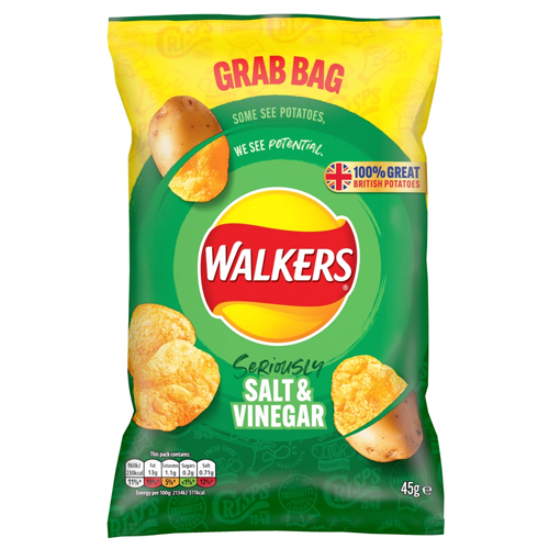 WALKERS SALT & VINEGAR CRISPS 45G