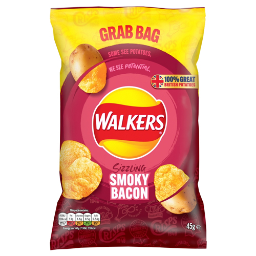 WALKERS SMOKY BACON CRISPS 45G