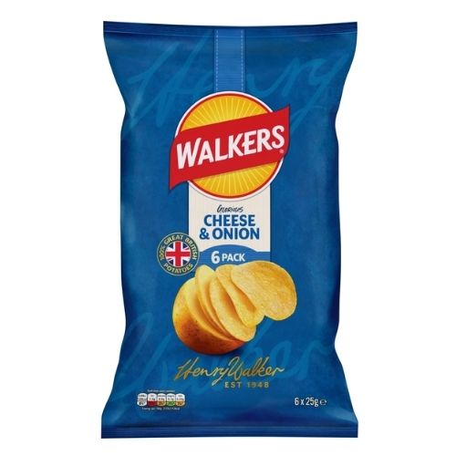 WALKERS CHEESE & ONION CRISPS 6PK 25G