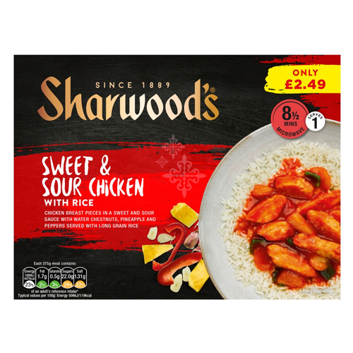 SHARWOODS SWEET & SOUR CHICKEN PMP £2.49 375G