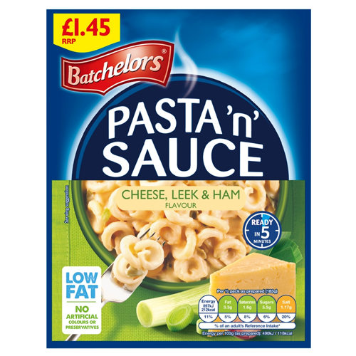 BATCHELORS PASTA N SAUCE CHEESE LEEK AND HAM PMP £1.45 99G