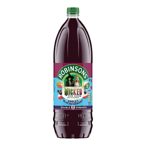 ROBINSONS DOUBLE STRENGTH APPLE & BLACKCURRANT FRUIT SQUASH NAS PET 1.75L
