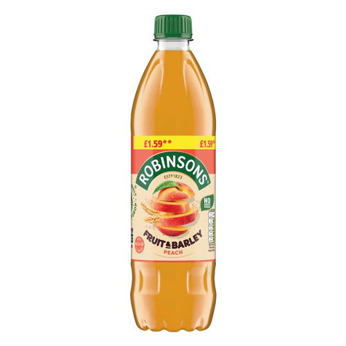 ROBINSONS FRUIT & BARLEY PEACH SQUASH PMP £1.59 PET 750ML