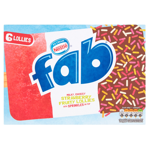 FAB STRAWBERRY ICE LOLLIES 6X58ML